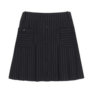 [파리게이츠] 여성 스트라이프 버튼 플리츠 큐롯스커트 521E2PC401_BK