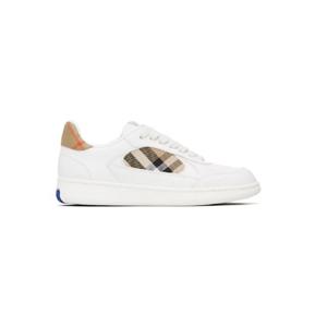 버버리 스니커즈 화이트 가죽   체크 테라스 스니커즈 252376F128003