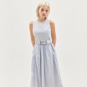 SLEEVELESS FLARED DRESS WITH BELT_T513DS503(SB)