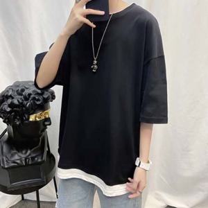 남성 트렌디 레이어드 루즈핏 반팔티셔츠 7컬러