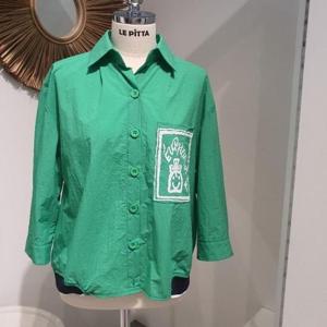 르피타 HC06 프린트 포켓 셔츠(그린) L252USH510