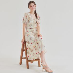 FOCUS  프릴 포인트 페미닌 쉬폰 롱 원피스 PBBF5M1OP3321