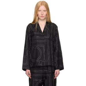 토템 셔츠 블랙 모노그램 실크 셔츠 252771F109004