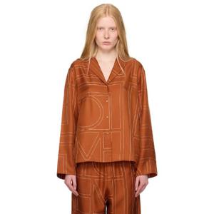 토템 셔츠 오렌지 모노그램 실크 셔츠 252771F109005