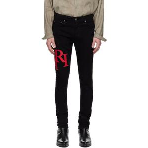 아미리 청바지 블랙 스태거 로고 스키니 진 252886M186031