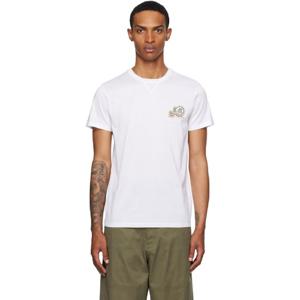 몽클레어 티셔츠 화이트 더블 로고 패치 코튼 티셔츠 252111M213064