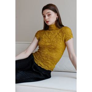 [요이츠]크럼플 크링클 하프넥 플리츠 탑_YJ05WNPBL35_YE1