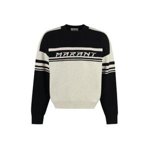 Isabel Marant 로고 인타르시아 니트 크루넥 스웨터 PU0183HAA3L84H 01BK TP943186249