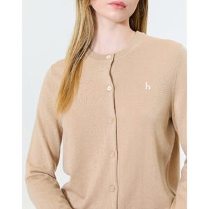 헤지스 여성 24FW 클리어런스스테디셀러울100% 베이지 라운드넥 가디건 WSSW4CC75I2