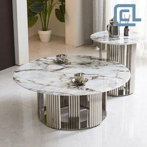 [씨엘] 카민 원형 듀얼 대리석 소파테이블 L