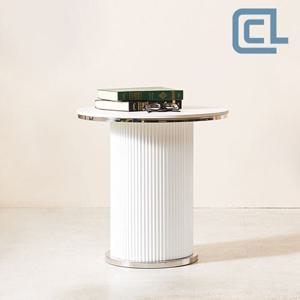 [씨엘] 라움 실버 세라믹 원형 듀얼 소파테이블 S