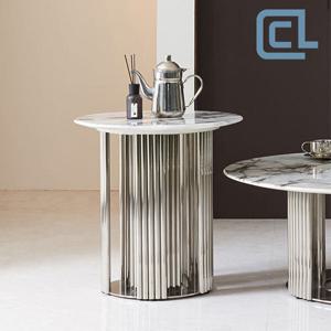 [씨엘] 카민 원형 듀얼 대리석 소파테이블 S