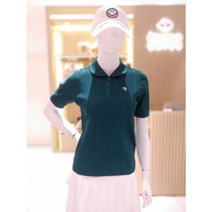 [파리게이츠]521E3SR102_GN-여성 펀칭 스트라이프 반팔 니트-(25년가을)