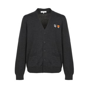 메종키츠네 더블 볼드 폭스헤드 남성 가디건 OM051CFKT1036 P190