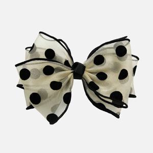 제이로렌 샴페인 쉬폰 도트 리본 자동핀 H01445