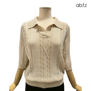 [에이비에프지]카라넥 꽈베기 반팔 니트 APZ3HW37I