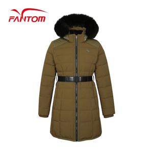 [팬텀] 여성 폭스퍼 후드 벨티드 덕다운 점퍼