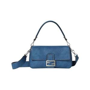 펜디 바게트 데님 이펙트 레더 백 블루 8BR600AUSZF04QL
