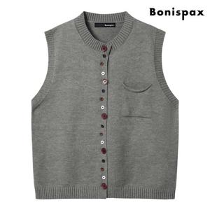 [보니스팍스(여성의류)]원 포켓 버튼 포인트 니트 베스트  XP3VW003L0