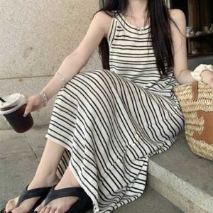여름 원피스 데일리 의류 롱 스트라이프 RNR-0100 니트
