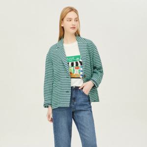 [베네통]스팽글 자수 레터링 린넨 자켓_BAJK53331