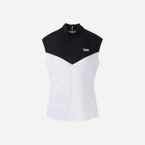 PXG골프민소매 UQC PIMPW1328-01 여성 여름 카라 블록 모크 넥 슬리브리스