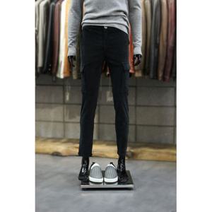 [빠니깔레]MARIO이태리직수입 가먼트다잉프리미엄코튼 슬림핏블랙 코듀로이카고팬츠 f-icpt50bk