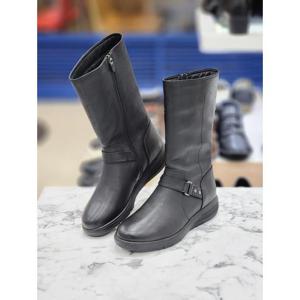 허시파피 세이브존05 천연소가죽 버클장식 쿠션UP 베이직 통굽 캐주얼 퍼 하프 부츠 4cm GLEFP614