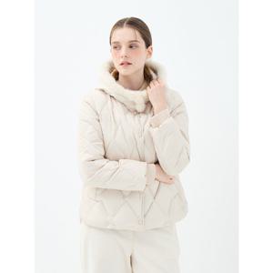 [유닛]밍크퍼 트리밍 후드 호스타 다운 재킷 (UFKWJA4A8T-IVORY)