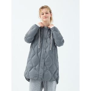 [유닛]롱 길이 니트 후드 나시서스 다운 재킷 (UFKWJA46IT-GREY)