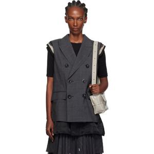 26 SS 사카이 여성 그레이 글렌 체크 베스트 252445F057000