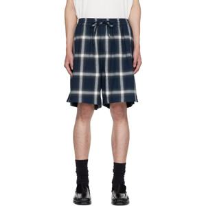 아크네 반바지 네이비 체크 쇼츠 252129M193020