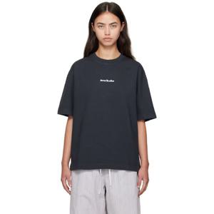 아크네 티셔츠 블랙 로고 티셔츠 252129F110001