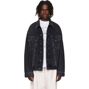 아크네 청자켓 블랙 루즈 핏 데님 재킷 252129M177008