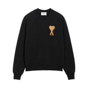아미 빅 하트 로고 코튼 스웨트셔츠 블랙 USW771-747-001