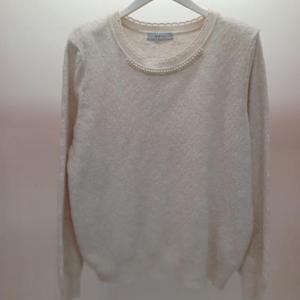 Destijl HC06 부드럽고 신축성 좋은 진주배색넥 깔끔한 라운드 니트티 D2533sw04I