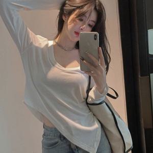 여자 언발란스 U넥 긴팔티 SH500227 무지 XL 맨투맨 S