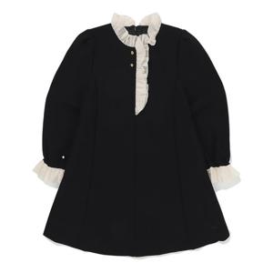 [빈]블랙 배색 러플 원피스BZ540P03BK