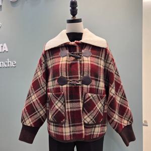 [수스]카라탈착 체크떡볶이자켓 S254NJKA61 /머스타드,와인