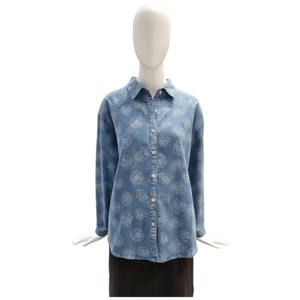 [페이지플린]카라넥 플라워 프린트 긴팔 데님 셔츠 F5CBL515