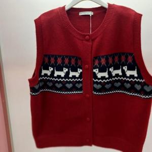 Destijl HC06 품넉넉한 뚝떨어지는 하트독 니트 라운드 앞트임조끼 D2543vt02R