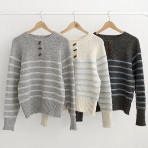 [다잇템]여성 U넥 단가라 니트티