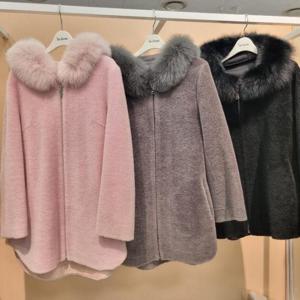 라티움 HC34 폭스양모하프코트 양모100% 무스탕제질 T2554ct01