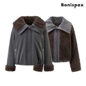 [보니스팍스(여성의류)]리버시블 시어링 덤블 하이넥 야상 점퍼 (XP4JJ020L0)