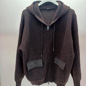 Destijl HC06 엉덩이덮는길이 비즈포켓배색 집업 후드 점퍼형 니트 가디건 D2543cd07B1