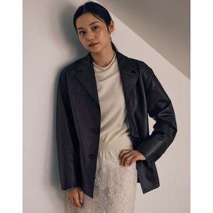 질스튜어트 뉴욕 여성 25FW EXCLUSIVE 블랙 단색 램스킨 양가죽 싱글 자켓 JSJU5D777BK