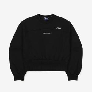 휠라 여성 자수 면혼방스트레치 컷아웃 맨투맨 FS2POF3154F_BLK