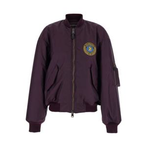 26 SS 발렌시아가 로고 패치 지퍼업 봄버 자켓 퍼플 839122TOO04
