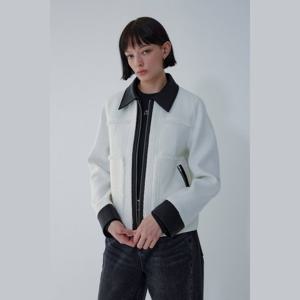 [보브]레더 패치 트위드 자켓7156110001