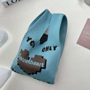 쁘띠미니에코백 심플 데일리봉다리가방(하트블루) 데